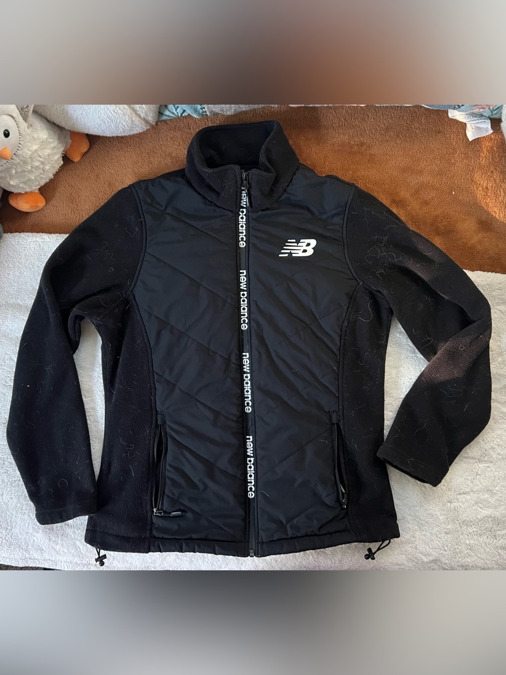 New Balance Women's Black Quilted and Fleece Hybrid Jacket